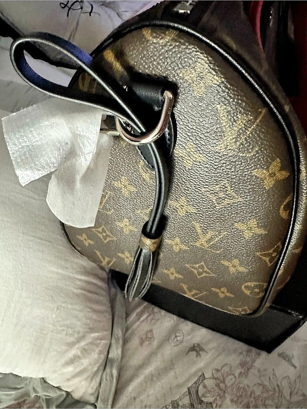 L V Monogram Canvas Satchel Brown & Black - Picture 5 of 11